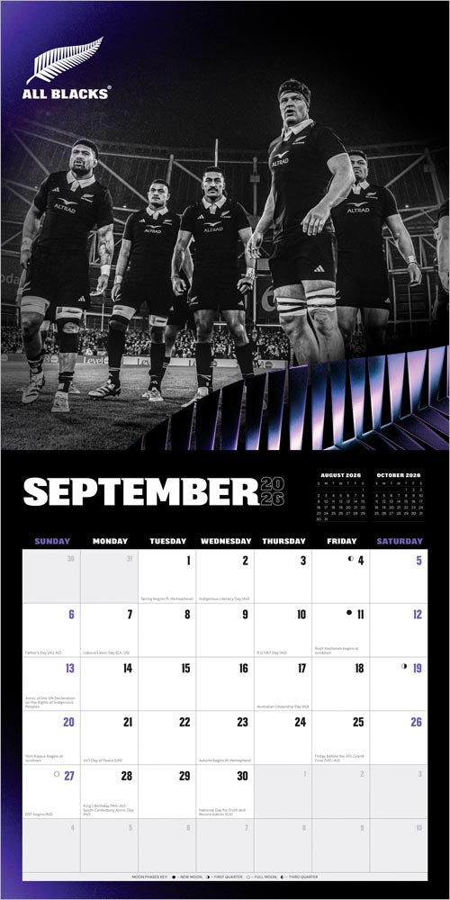 All Blacks OFFICIAL | 2026 12 x 24 Inch (Hanging) Monthly Square Wall Calendar