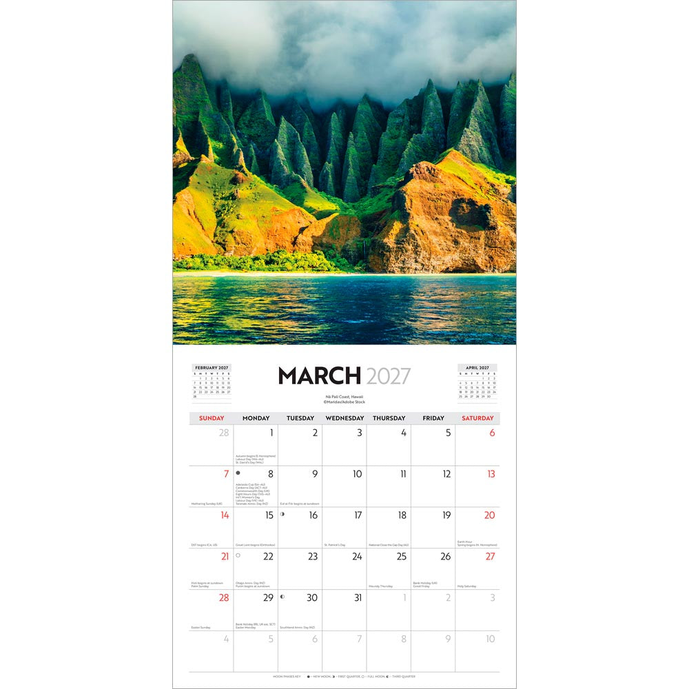 I Love Travel | 2027 12 x 24 Inch (Hanging) Monthly Square Wall Calendar