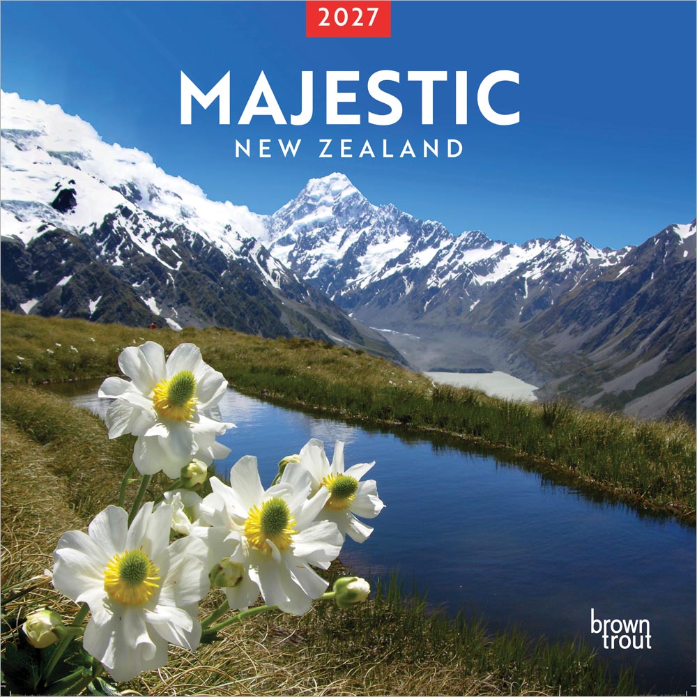 Majestic New Zealand | 2027 12 x 24 Inch (Hanging) Monthly Square Wall Calendar