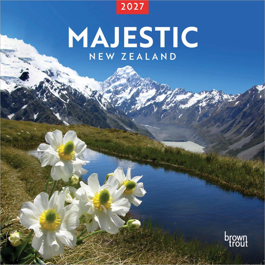 Majestic New Zealand | 2027 12 x 24 Inch (Hanging) Monthly Square Wall Calendar