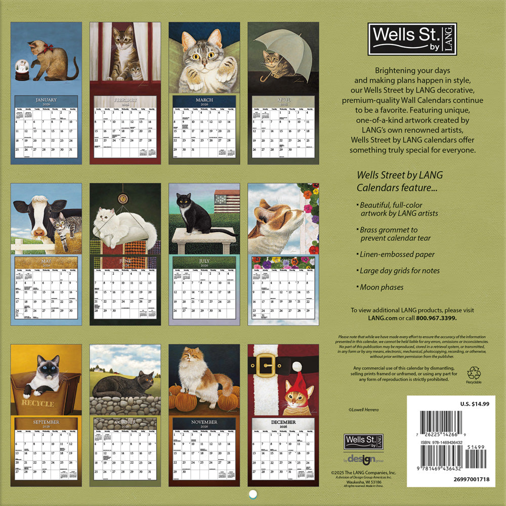Cats 2026 12x12 Wall Calendar