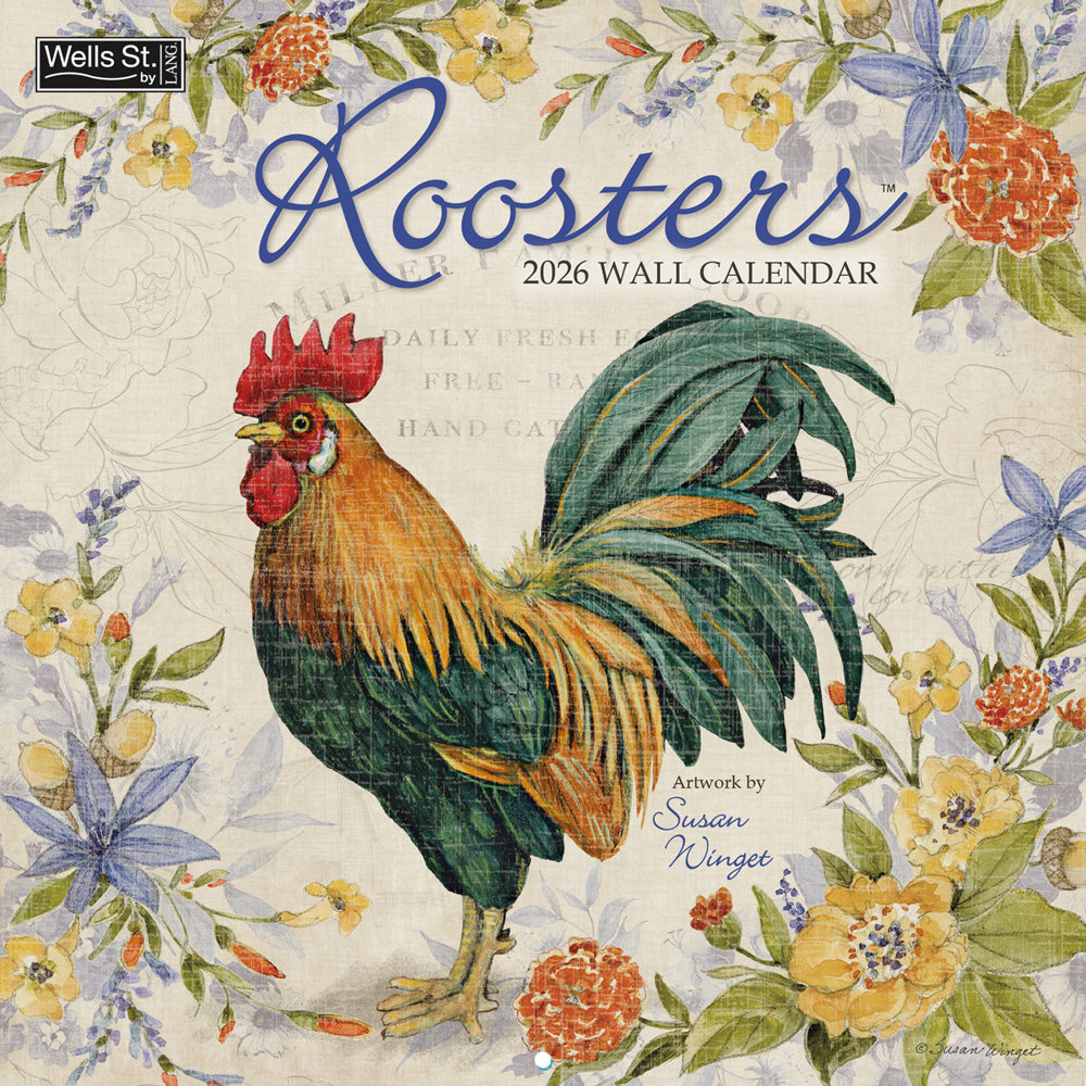 Roosters 2026 12x12 Wall Calendar