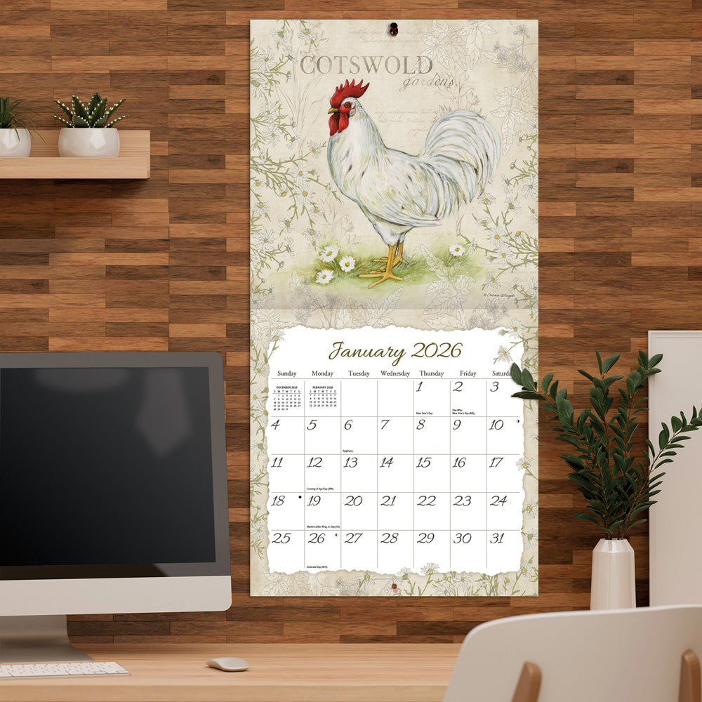 Roosters 2026 12x12 Wall Calendar