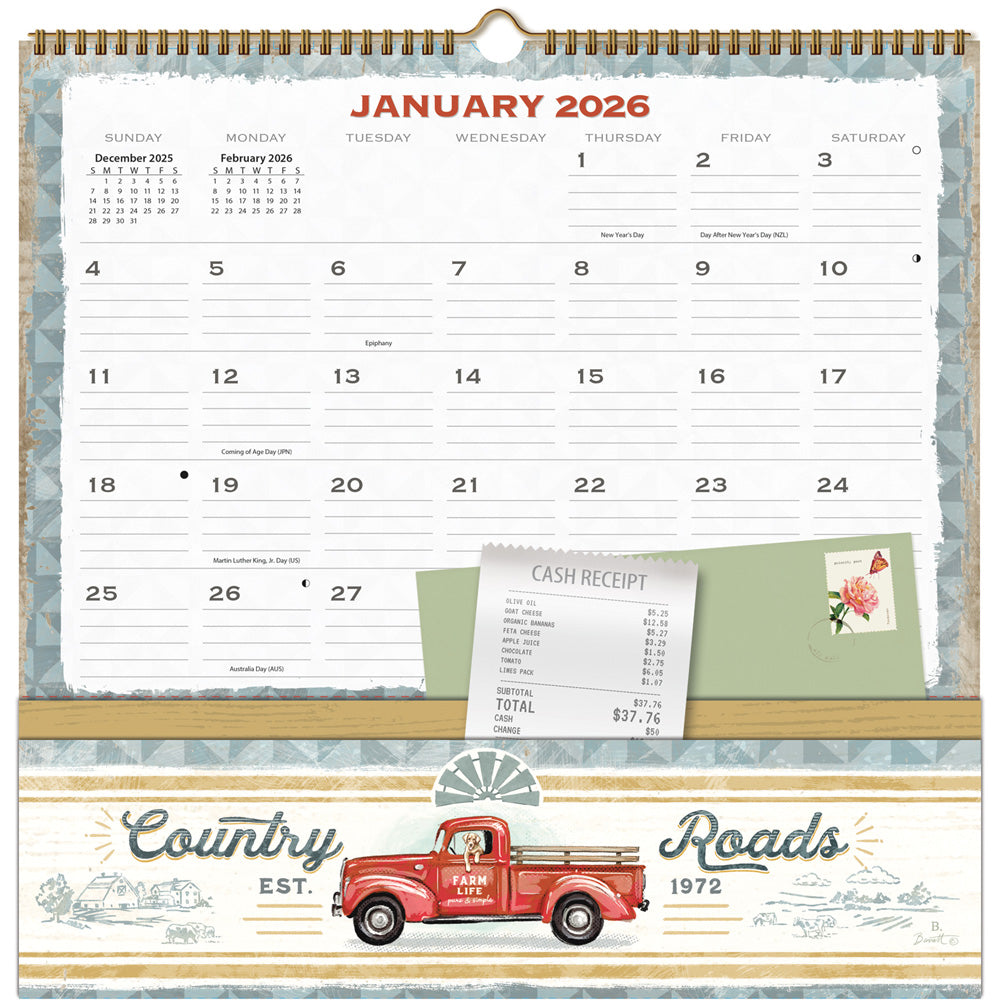 Farm Fresh Pocket Note Nook 12-Month Calendar 2026