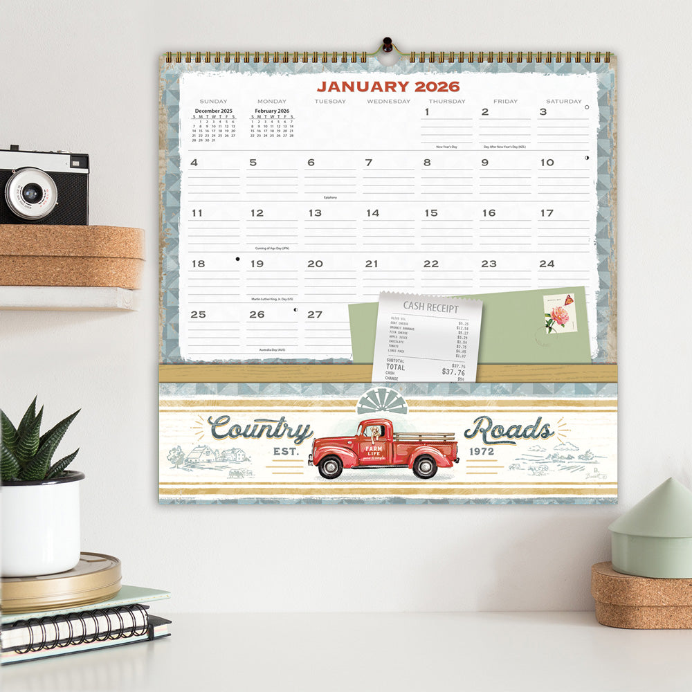Farm Fresh Pocket Note Nook 12-Month Calendar 2026