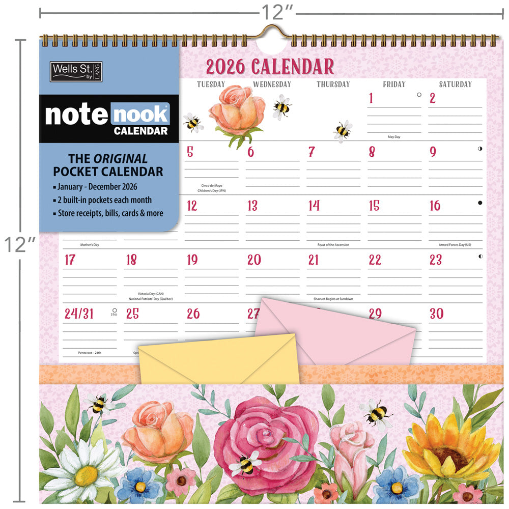 Folk Song Pocket Note Nook 12-Month Calendar 2026 – Susan Winget