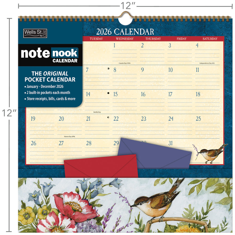 Heart & Home Pocket Note Nook 12-Month Calendar 2026