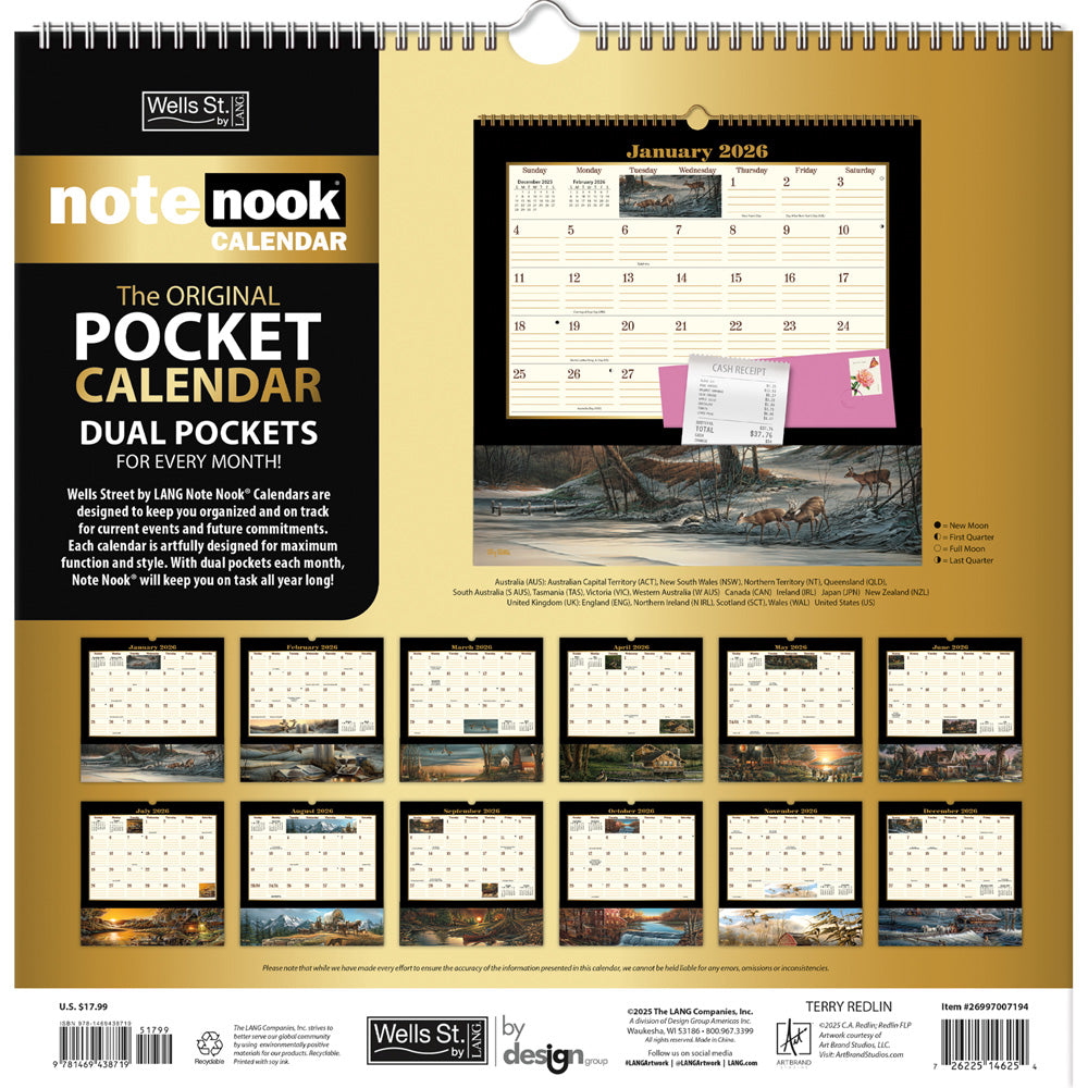 Terry Redlin Pocket Note Nook 12-Month Calendar 2026