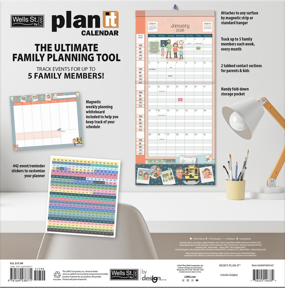 Mom's Plan It 206 Wall Calendar