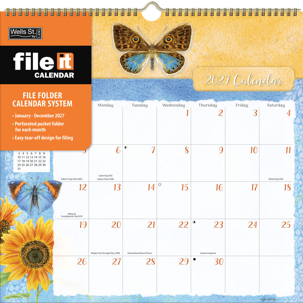 Butterflies File-It 2027 Square Wsbl