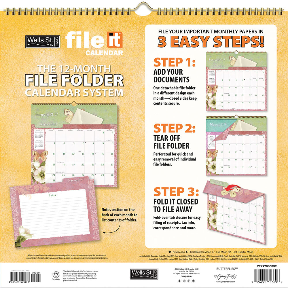 Butterflies File-It 2027 Square Wsbl