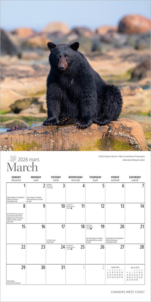 Canada's West Coast | 2026 7 x 14 Inch (Hanging) Monthly Mini Wall Calendar