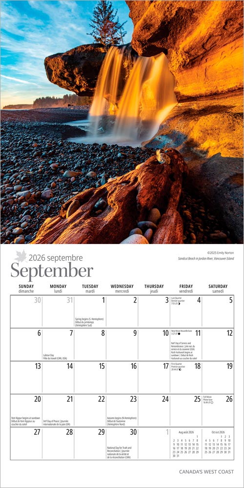 Canada's West Coast | 2026 7 x 14 Inch (Hanging) Monthly Mini Wall Calendar