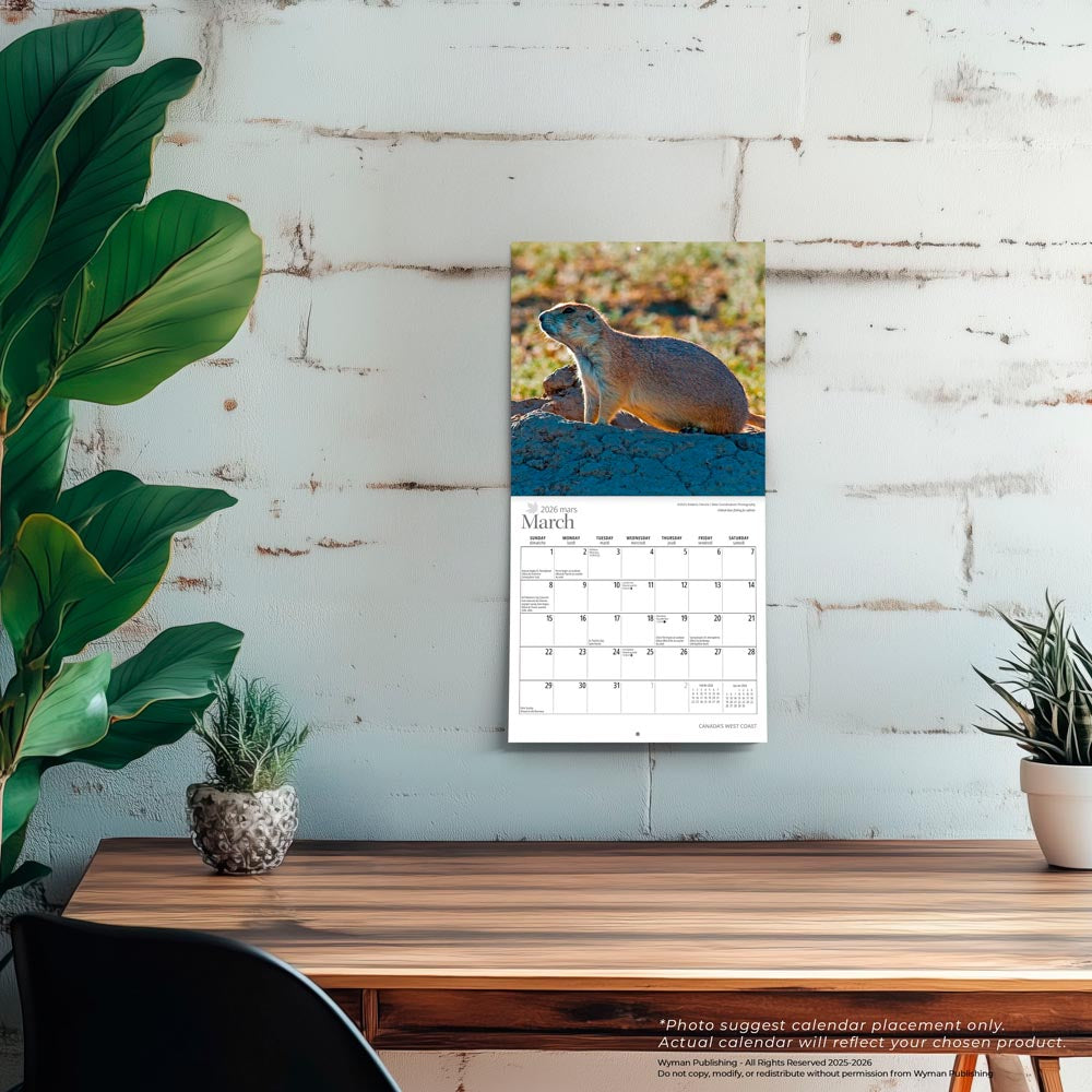 Canada's West Coast | 2026 7 x 14 Inch (Hanging) Monthly Mini Wall Calendar