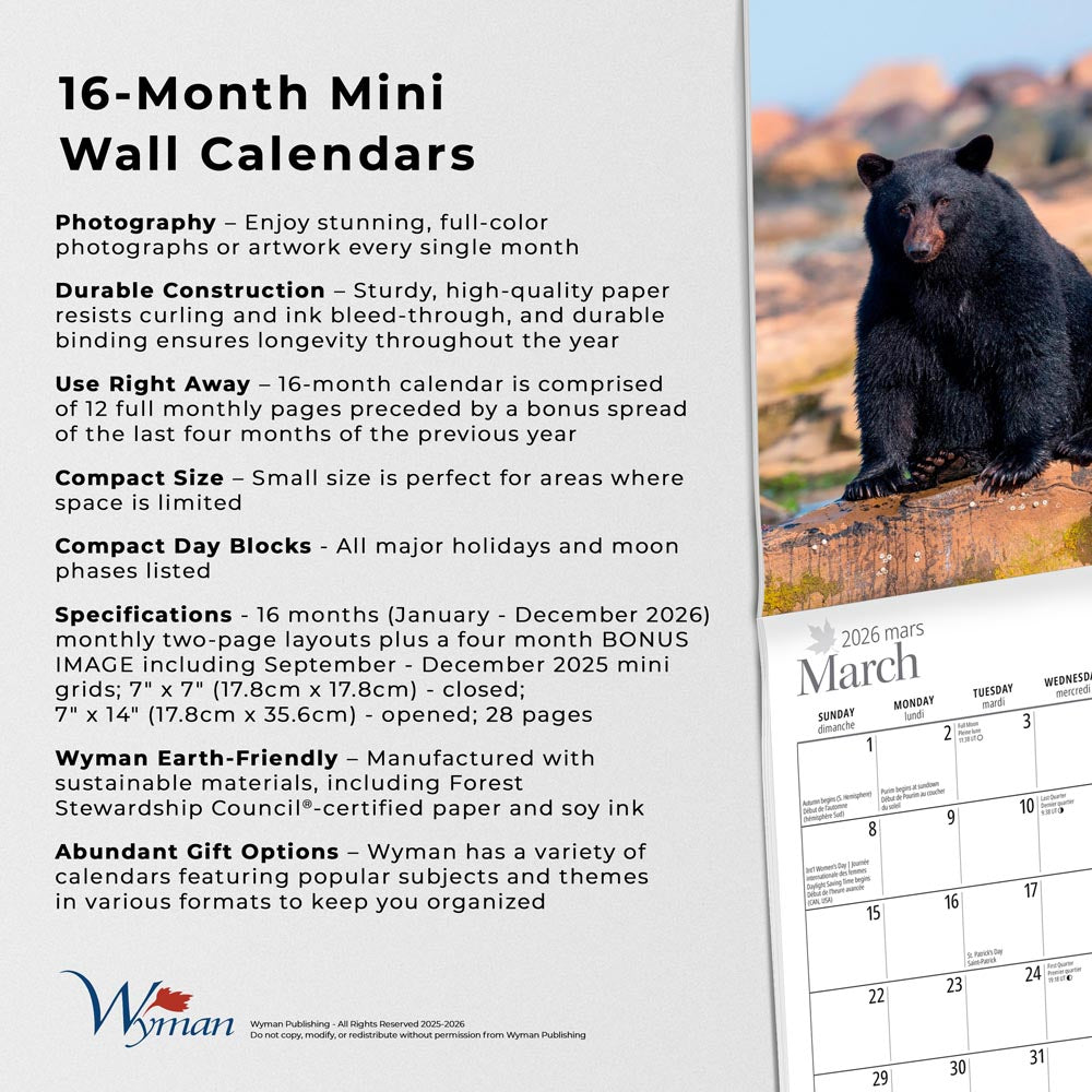 Canada's West Coast | 2026 7 x 14 Inch (Hanging) Monthly Mini Wall Calendar