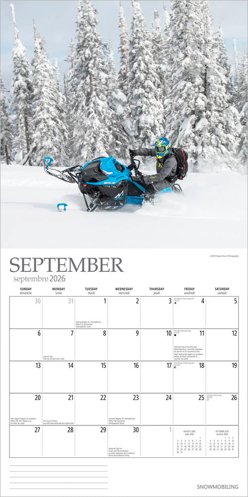 Snowmobiling | 2026 12 x 24 Inch (Hanging) Monthly Square Wall Calendar