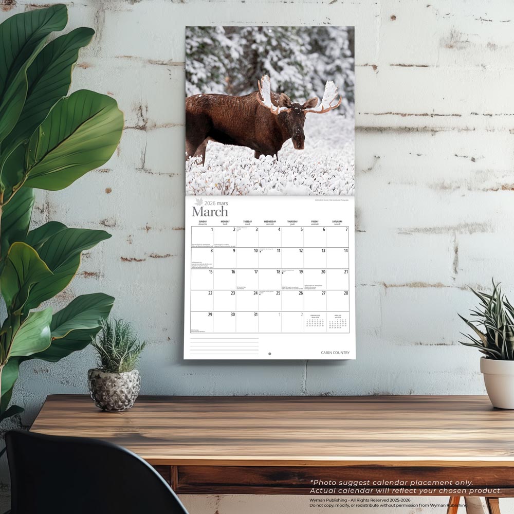 Cabin Country | 2026 12 x 24 Inch (Hanging) Monthly Square Wall Calendar