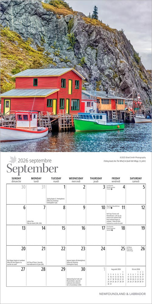 Newfoundland & Labrador | 2026 7 x 14 Inch (Hanging) Monthly Mini Wall Calendar