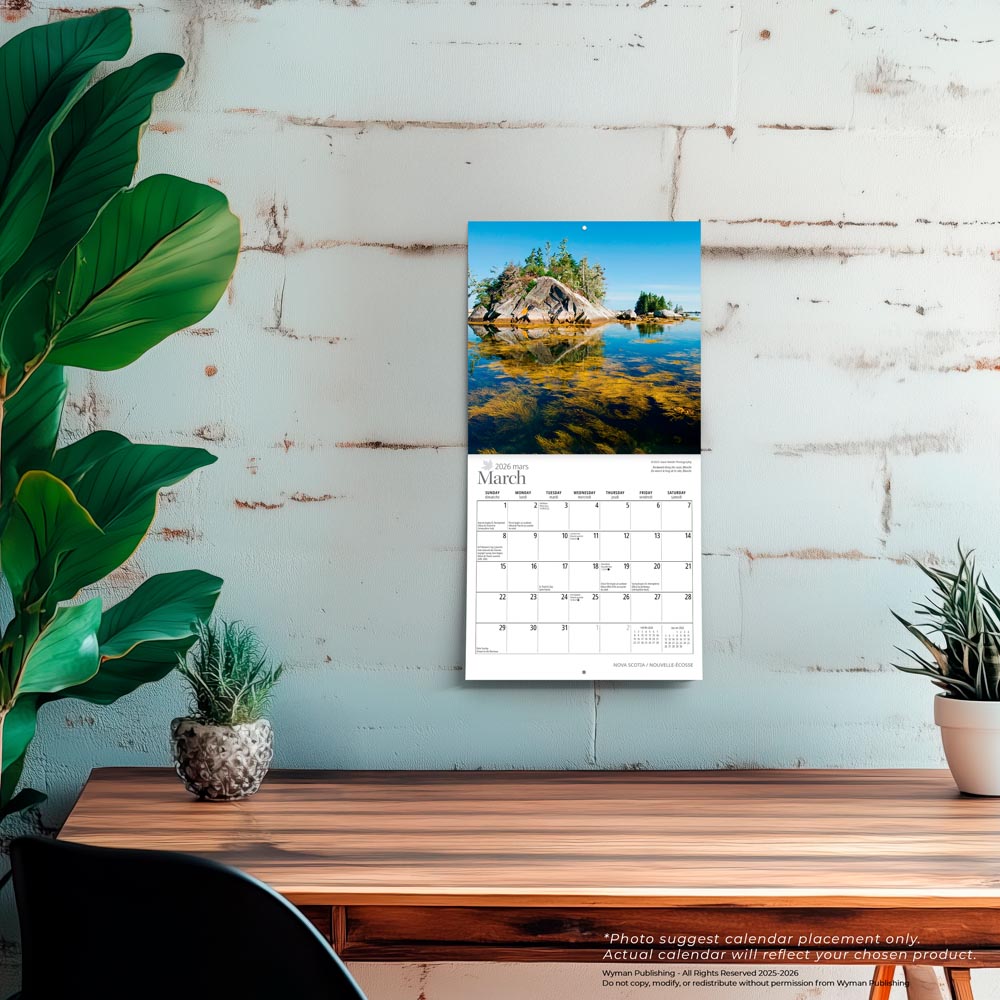 Nova Scotia | 2026 7 x 14 Inch (Hanging) Monthly Mini Wall Calendar