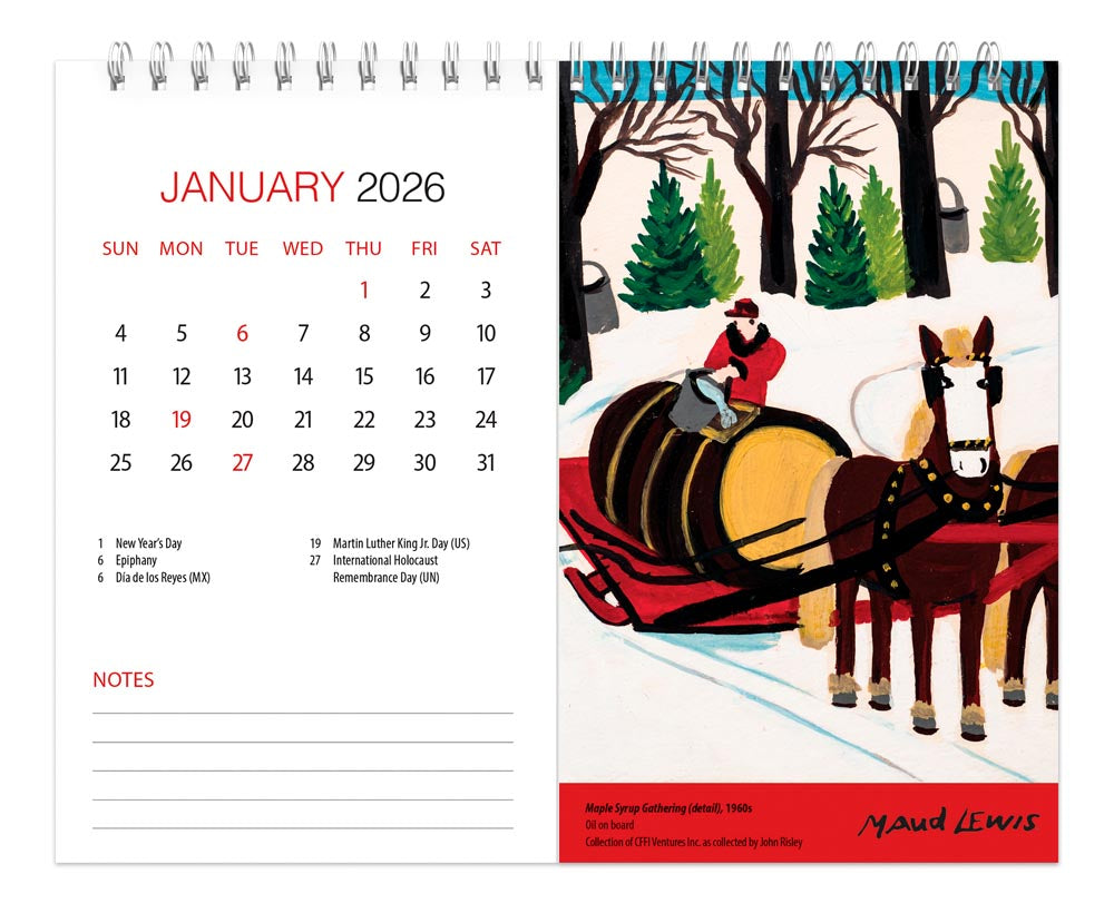 Maud Lewis AGNS OFFICIAL | 2026 7.5 x 6 Inch Monthly Double-View Easel Desk Calendar