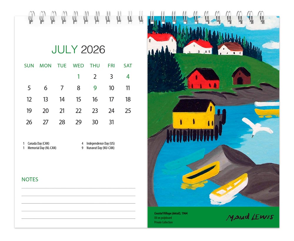 Maud Lewis AGNS OFFICIAL | 2026 7.5 x 6 Inch Monthly Double-View Easel Desk Calendar