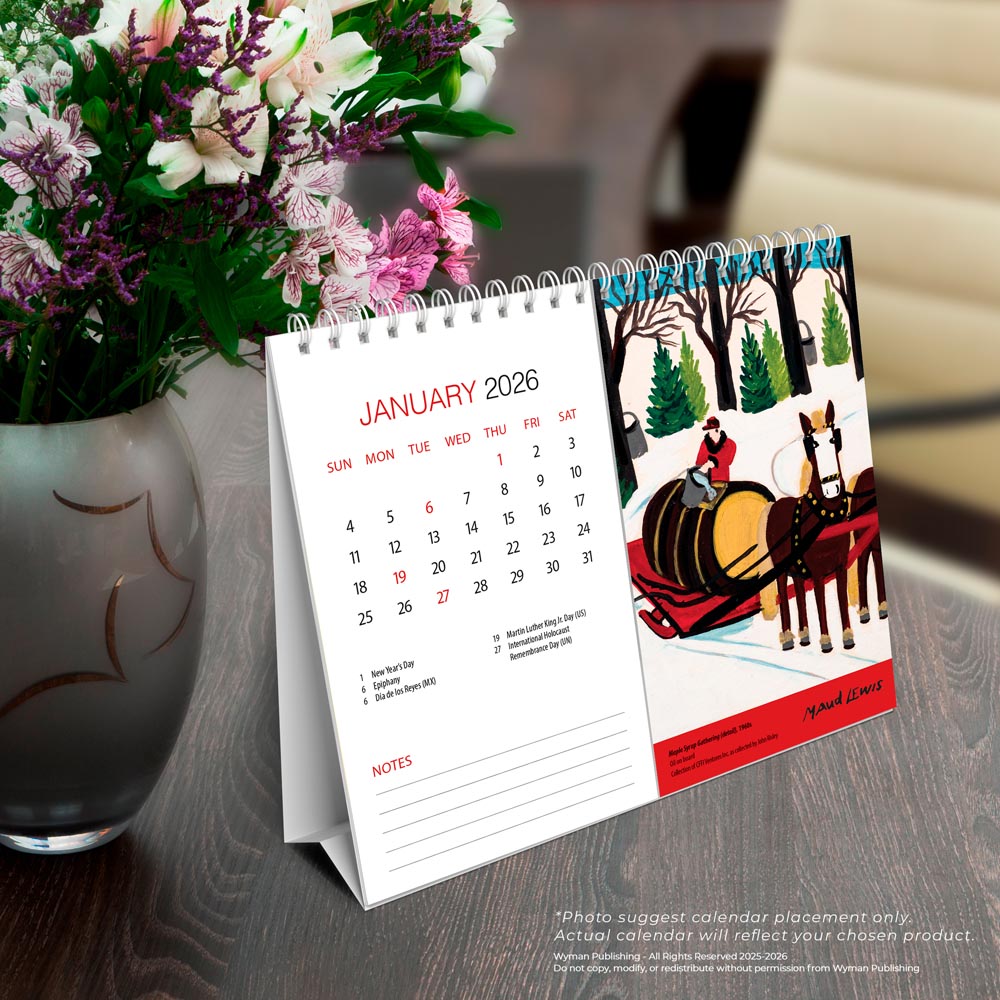 Maud Lewis AGNS OFFICIAL | 2026 7.5 x 6 Inch Monthly Double-View Easel Desk Calendar