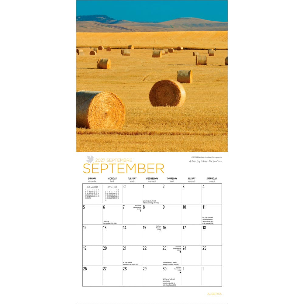 Alberta | 2027 7 x 14 Inch (Hanging) Monthly Mini Wall Calendar
