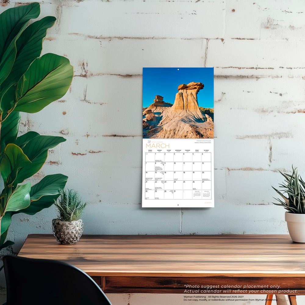 Alberta | 2027 7 x 14 Inch (Hanging) Monthly Mini Wall Calendar