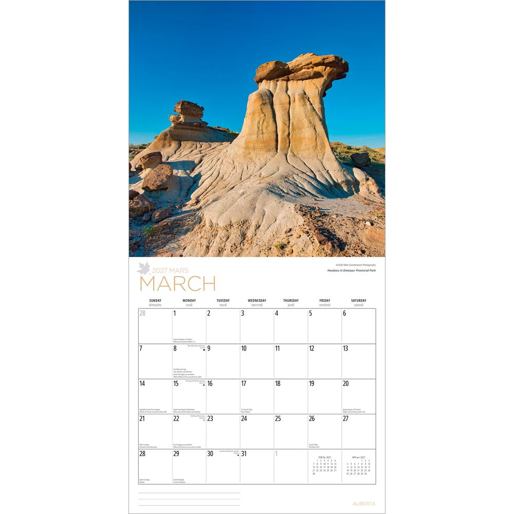 Alberta | 2027 12 x 24 Inch (Hanging) Monthly Square Wall Calendar