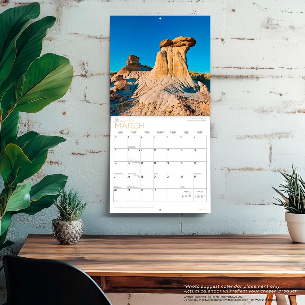 Alberta | 2027 12 x 24 Inch (Hanging) Monthly Square Wall Calendar