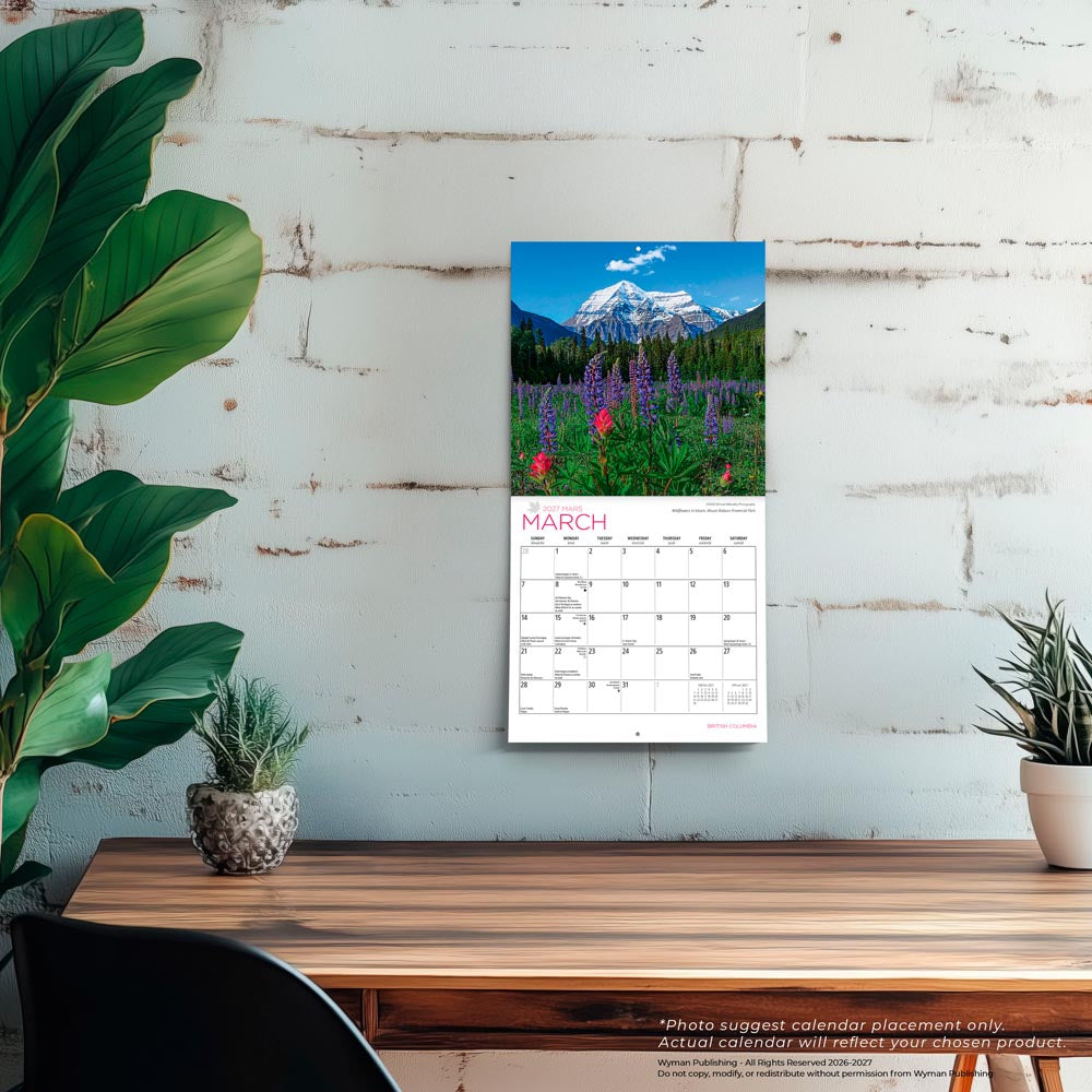 British Columbia | 2027 7 x 14 Inch (Hanging) Monthly Mini Wall Calendar