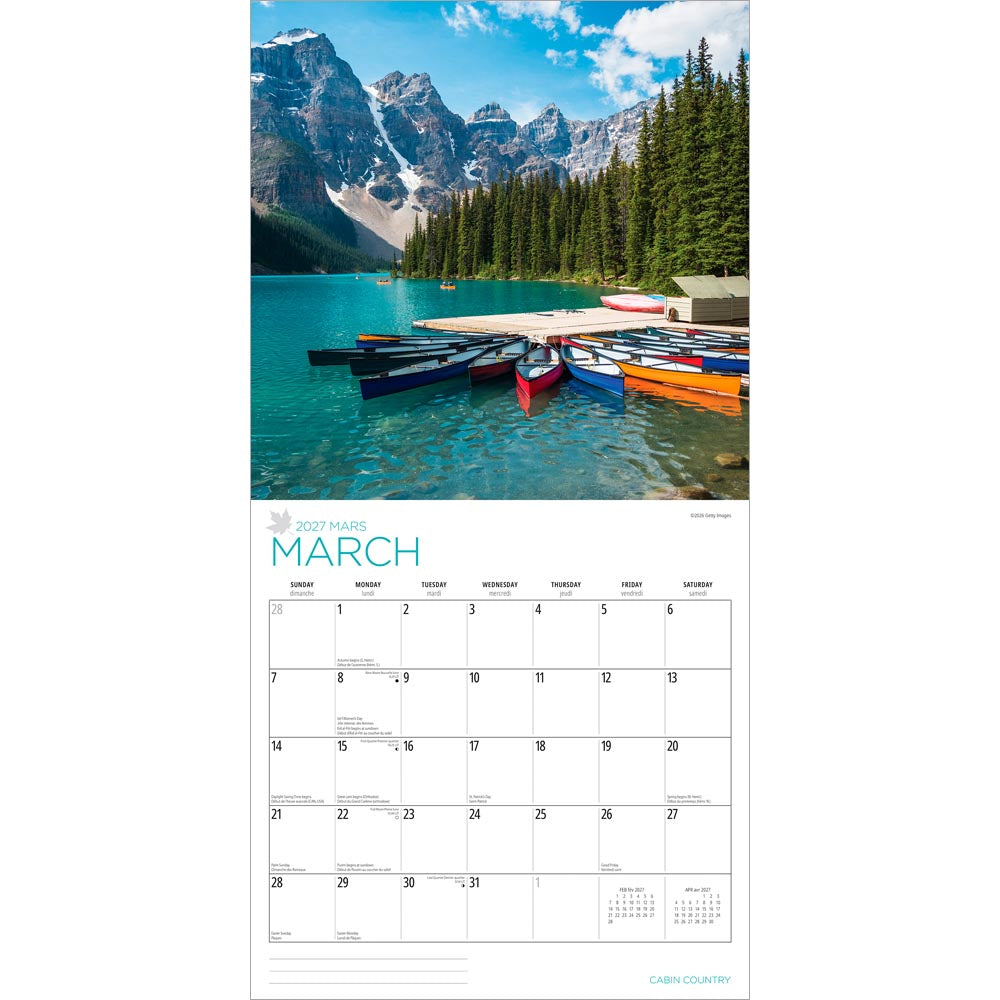 Cabin Country | 2027 12 x 24 Inch (Hanging) Monthly Square Wall Calendar