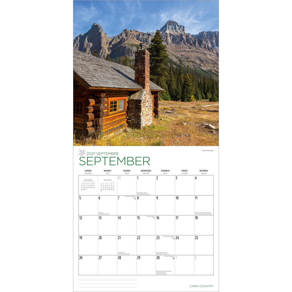 Cabin Country | 2027 12 x 24 Inch (Hanging) Monthly Square Wall Calendar