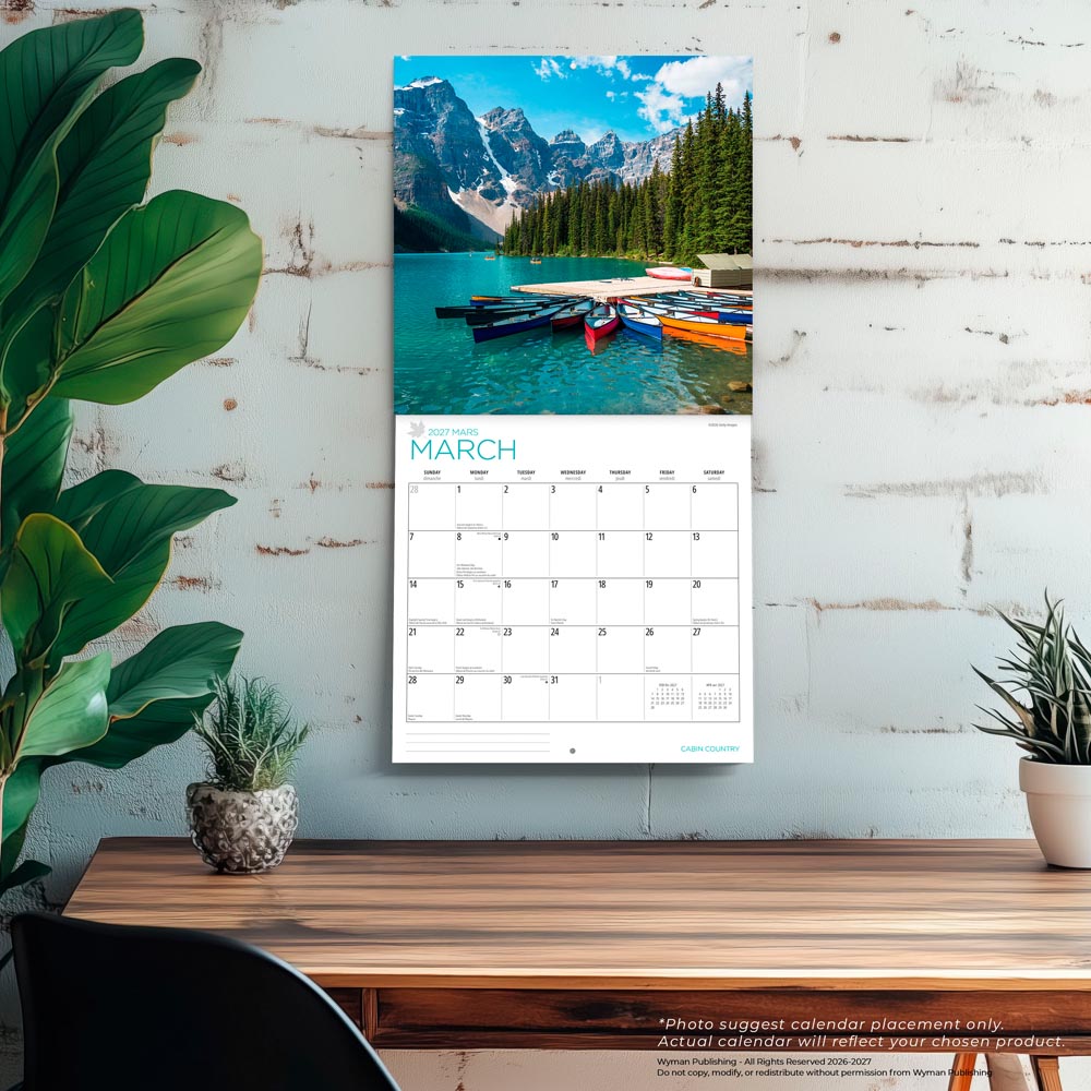 Cabin Country | 2027 12 x 24 Inch (Hanging) Monthly Square Wall Calendar