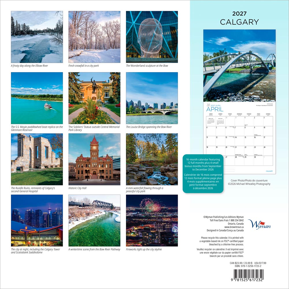 Calgary | 2027 12 x 24 Inch (Hanging) Monthly Square Wall Calendar