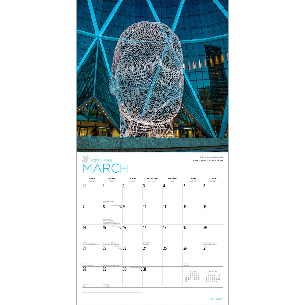 Calgary | 2027 12 x 24 Inch (Hanging) Monthly Square Wall Calendar