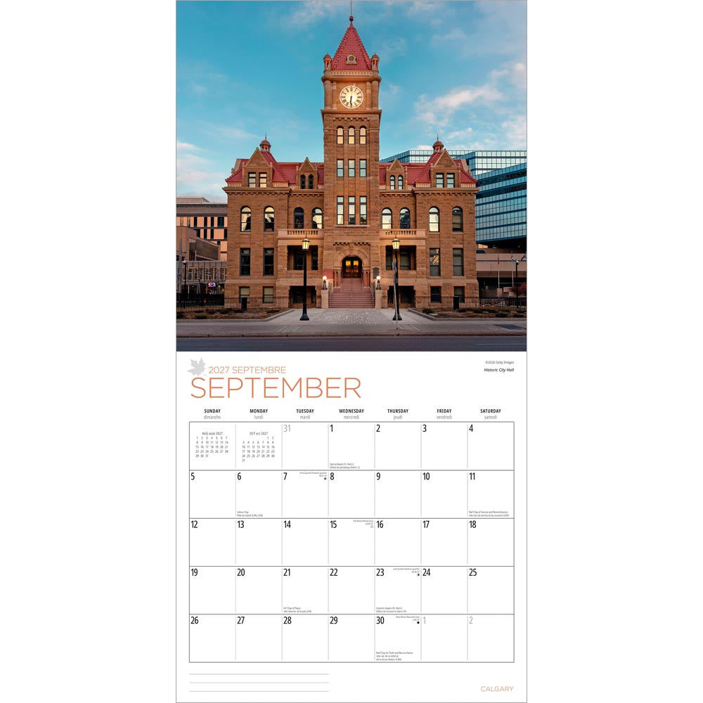 Calgary | 2027 12 x 24 Inch (Hanging) Monthly Square Wall Calendar