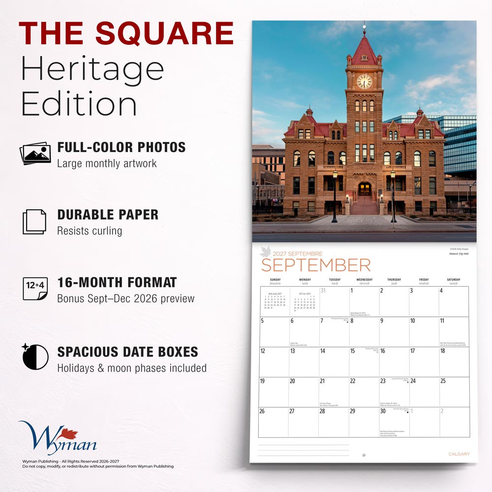 Calgary | 2027 12 x 24 Inch (Hanging) Monthly Square Wall Calendar