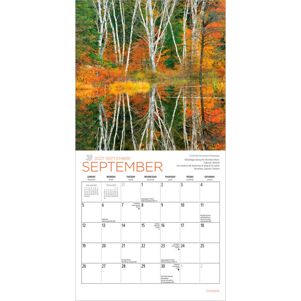 Canada | 2027 7 x 14 Inch (Hanging) Monthly Mini Wall Calendar | English/French Bilingual