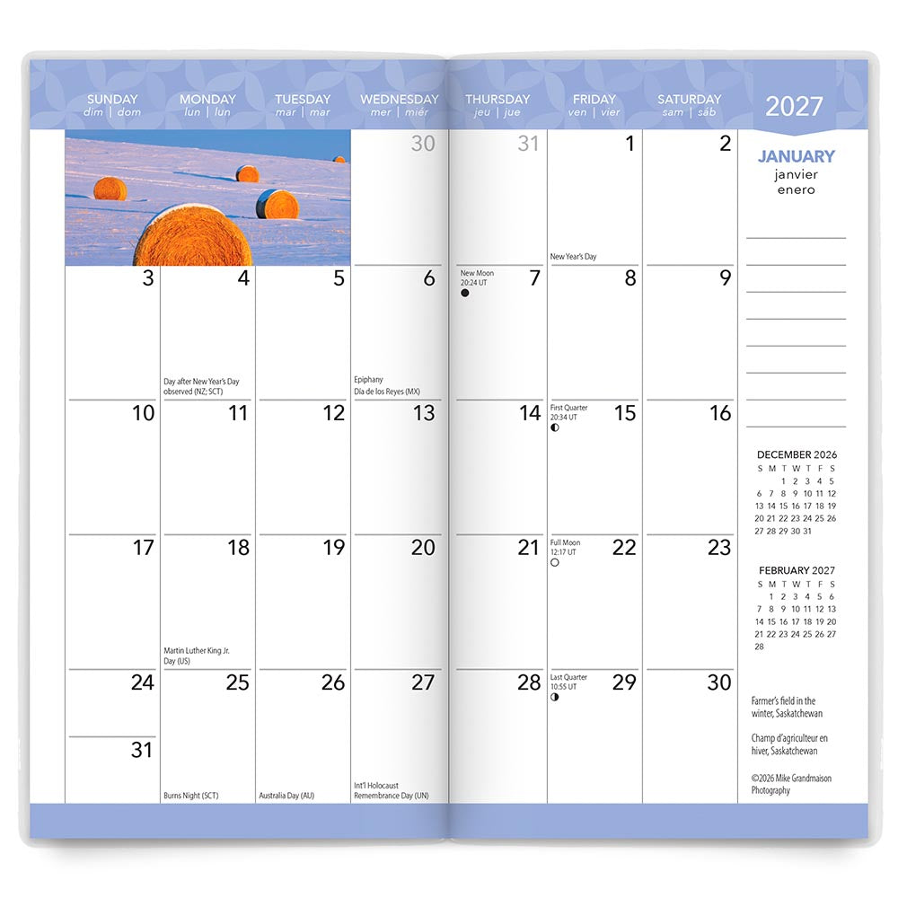 Canada | 2027-2028 3.5 x 6.5 Inch Two Year Monthly Pocket Planner Calendar | English/French Bilingual