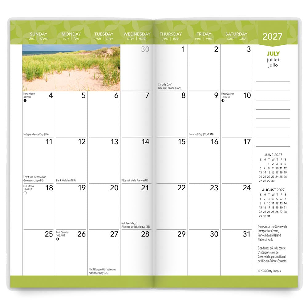 Canada | 2027-2028 3.5 x 6.5 Inch Two Year Monthly Pocket Planner Calendar | English/French Bilingual