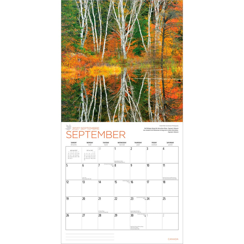 Canada | 2027 12 x 24 Inch (Hanging) Monthly Square Wall Calendar | English/French Bilingual