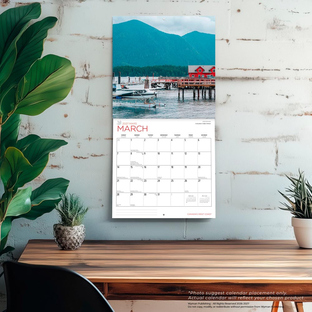 Canada's West Coast | 2027 12 x 24 Inch (Hanging) Monthly Square Wall Calendar