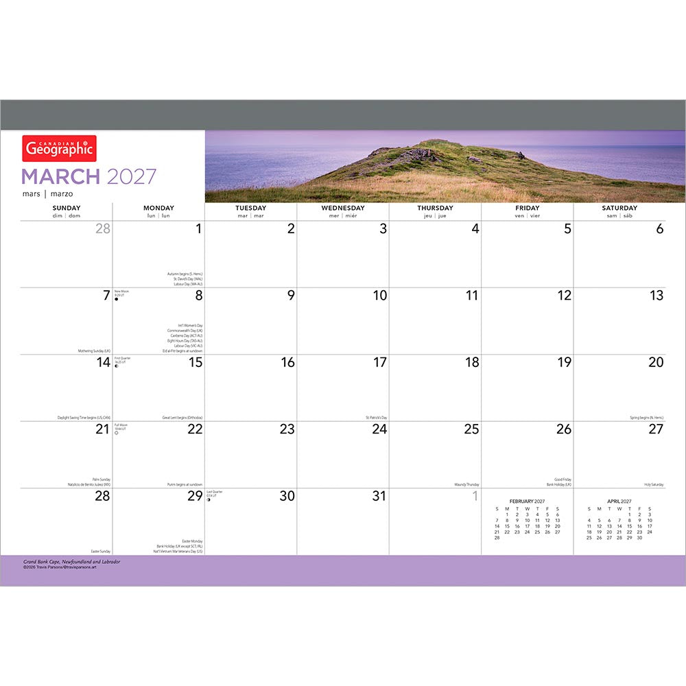 Canadian Geographic OFFICIAL | 2027 17 x 12 Inch Monthly Desk Pad Calendar