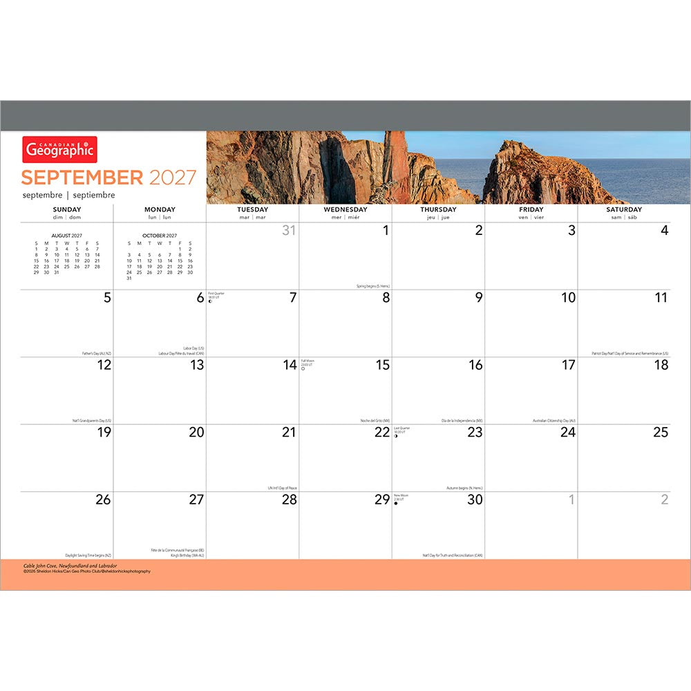 Canadian Geographic OFFICIAL | 2027 17 x 12 Inch Monthly Desk Pad Calendar