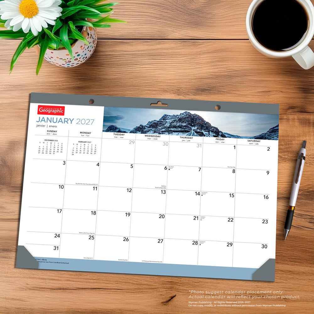 Canadian Geographic OFFICIAL | 2027 17 x 12 Inch Monthly Desk Pad Calendar