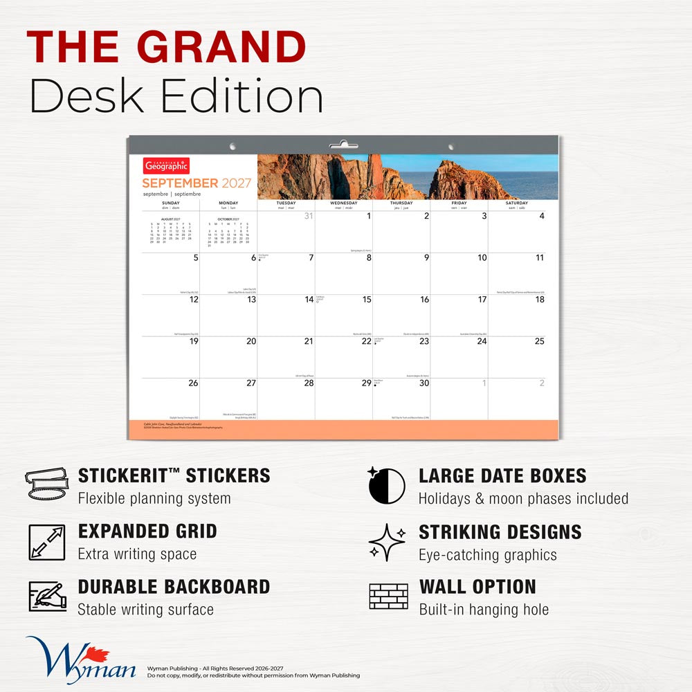 Canadian Geographic OFFICIAL | 2027 17 x 12 Inch Monthly Desk Pad Calendar