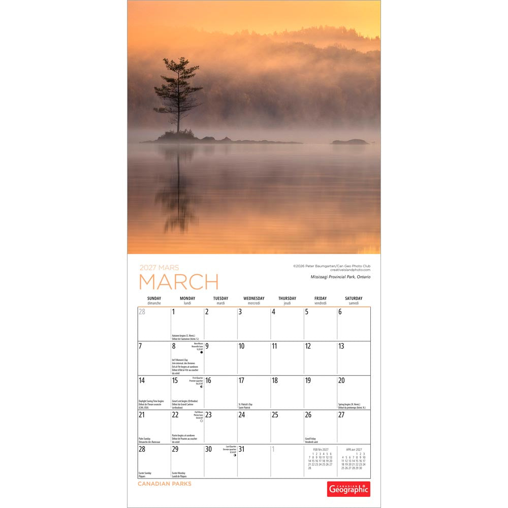 Canadian Geographic Parks OFFICIAL | 2027 7 x 14 Inch (Hanging) Monthly Mini Wall Calendar
