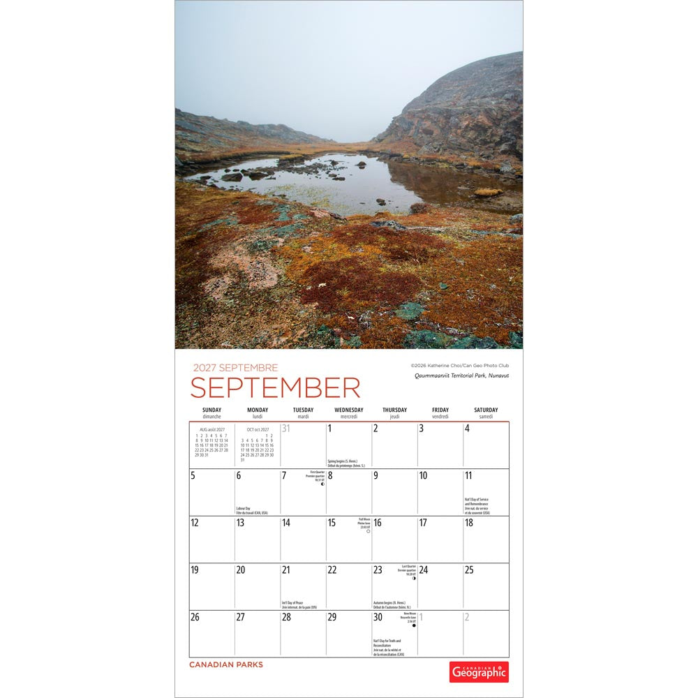Canadian Geographic Parks OFFICIAL | 2027 7 x 14 Inch (Hanging) Monthly Mini Wall Calendar