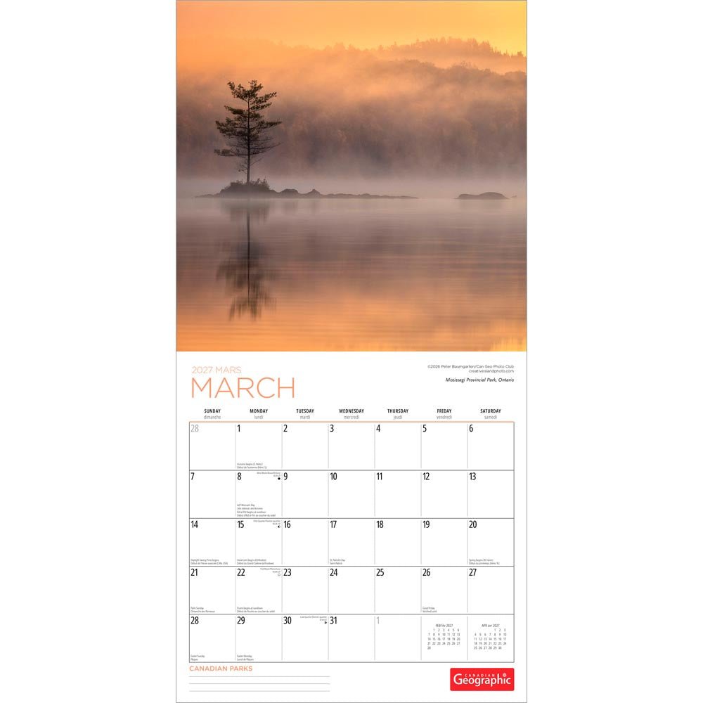 Canadian Geographic Parks OFFICIAL | 2027 12 x 24 Inch (Hanging) Monthly Square Wall Calendar
